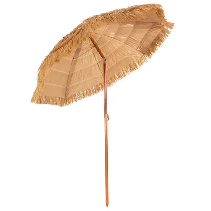 Front. Costway - 6.5 FT Thatched Beach Umbrella Tilt Tiki Hawaiian Patio Portable - Khaki.