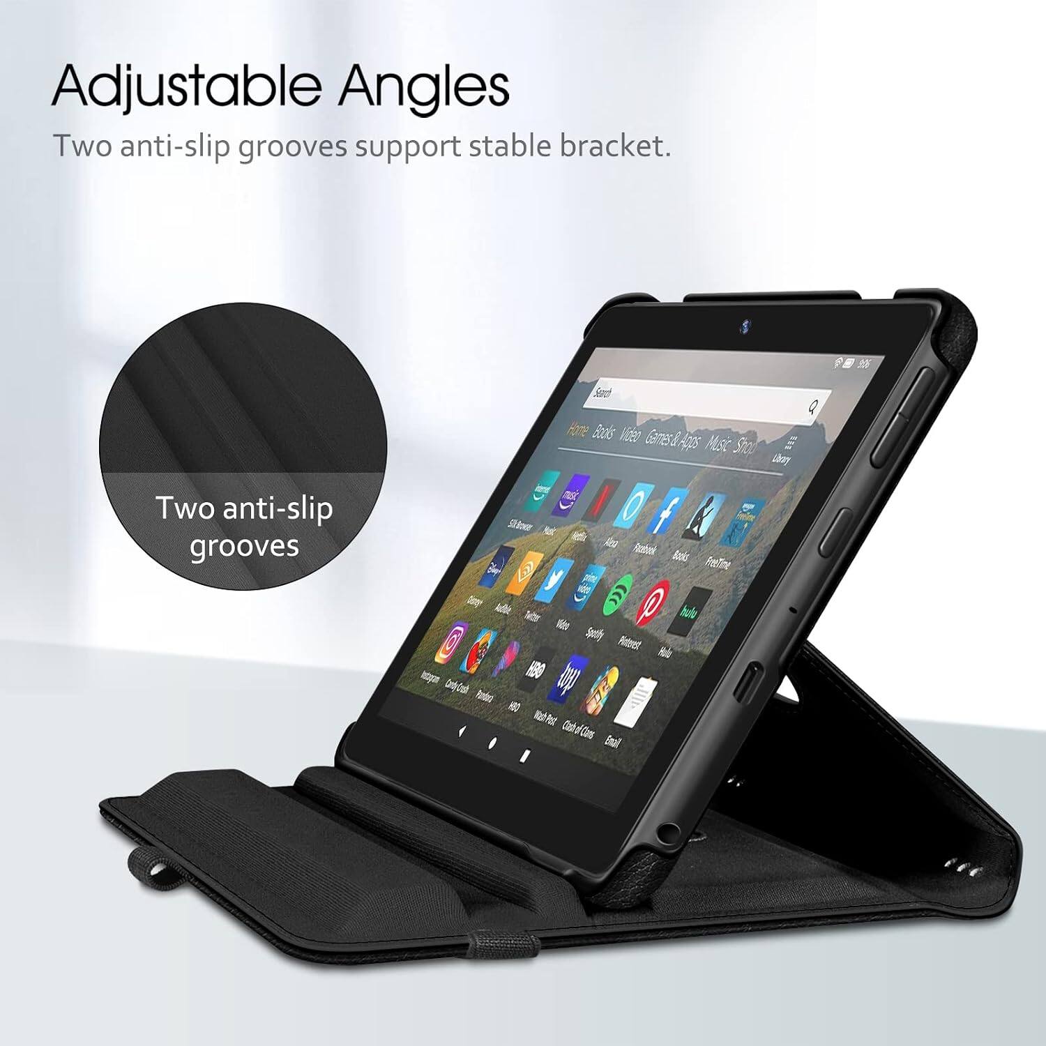 Adjustable Angles  
Two anti-slip grooves support stable bracket.