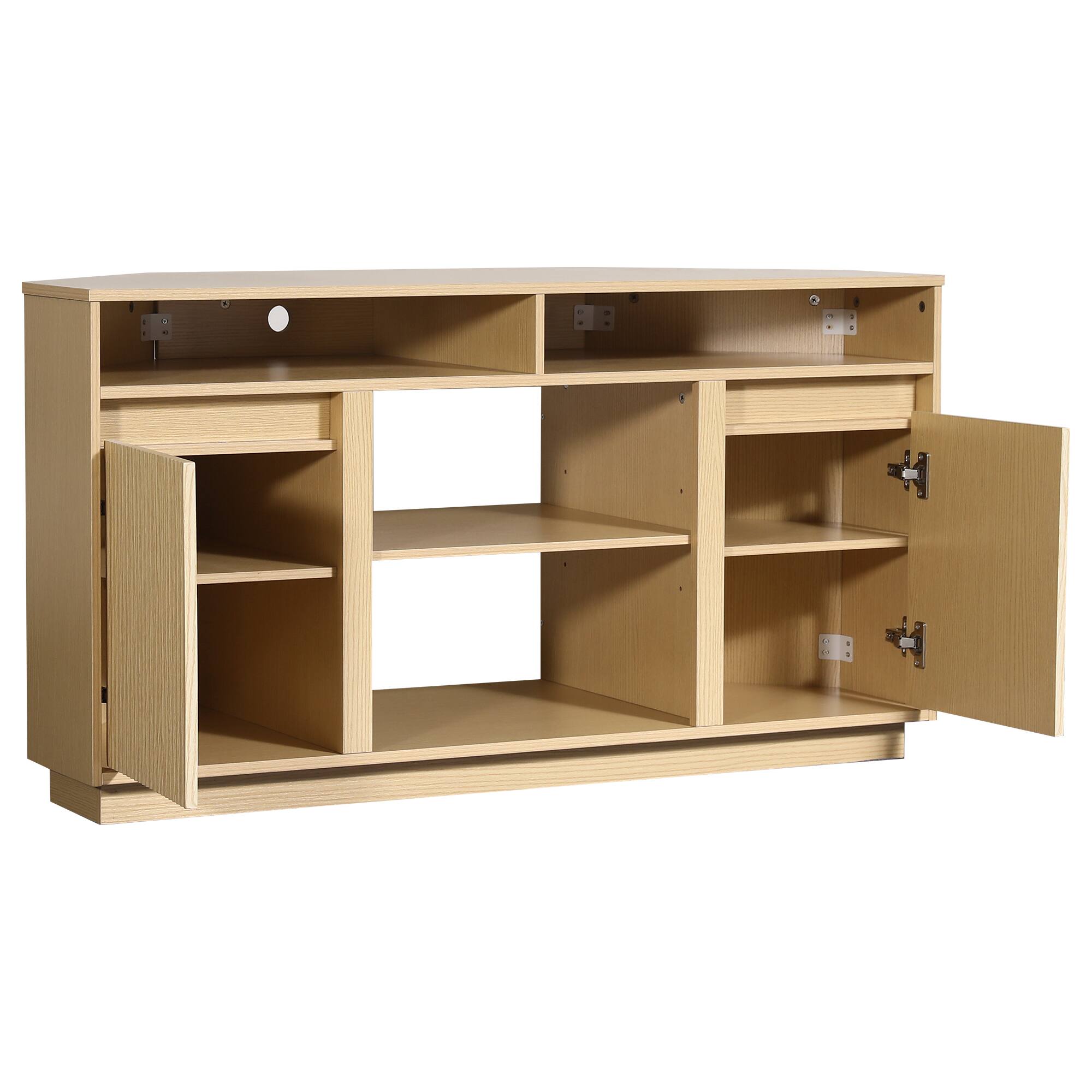 Alt View 3. Ihomeadore - 47" Mid-Century Modern Fluted Corner TV Stand Media Console with Storage Shelves and Cable Management for TVs up to 55" - Beige.