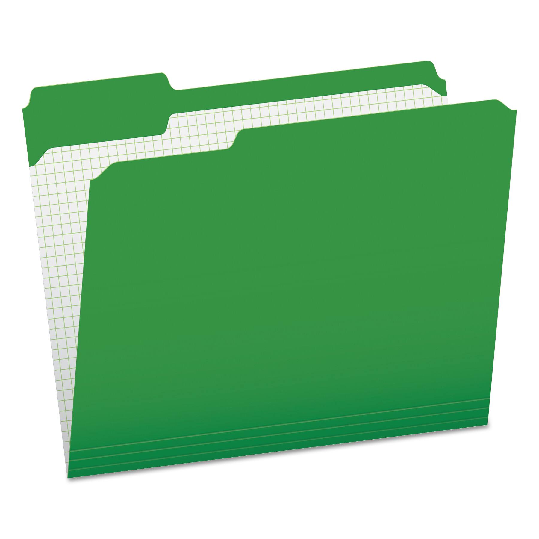 Front. Tops Business Forms - Double-Ply Reinforced Top Tab Colored File Folders, : Assorted, Letter, 0.75" Expansion, Bright Green, 100/Box.