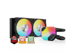 Montech - HyperFlow ARGB 240 AIO Cooler - Intel/AMD, 3100RPM Pump, 2x ARGB Fans - Black