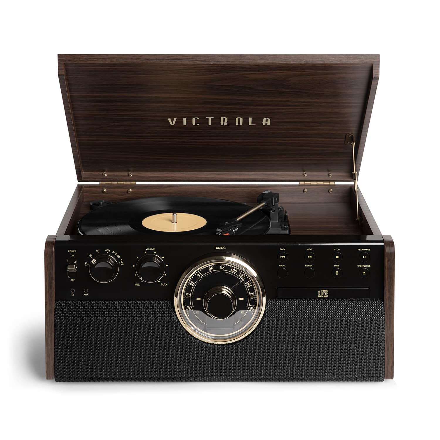 Alt View 18. Victrola - Empire Bluetooth 6-in-1 Record Player - Gold/Brown/Black.