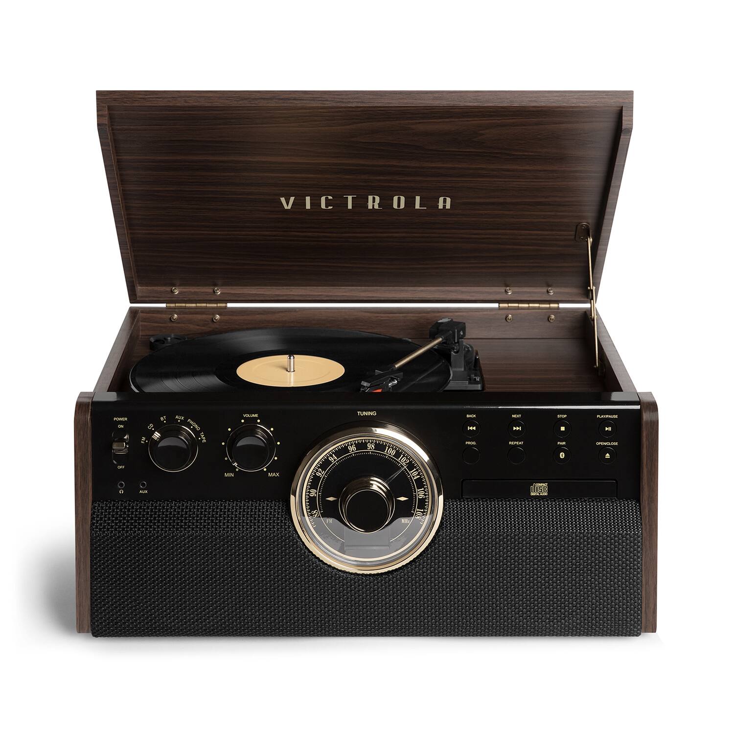 Alt View 18. Victrola - Empire Bluetooth 6-in-1 Record Player - Gold/Brown/Black.