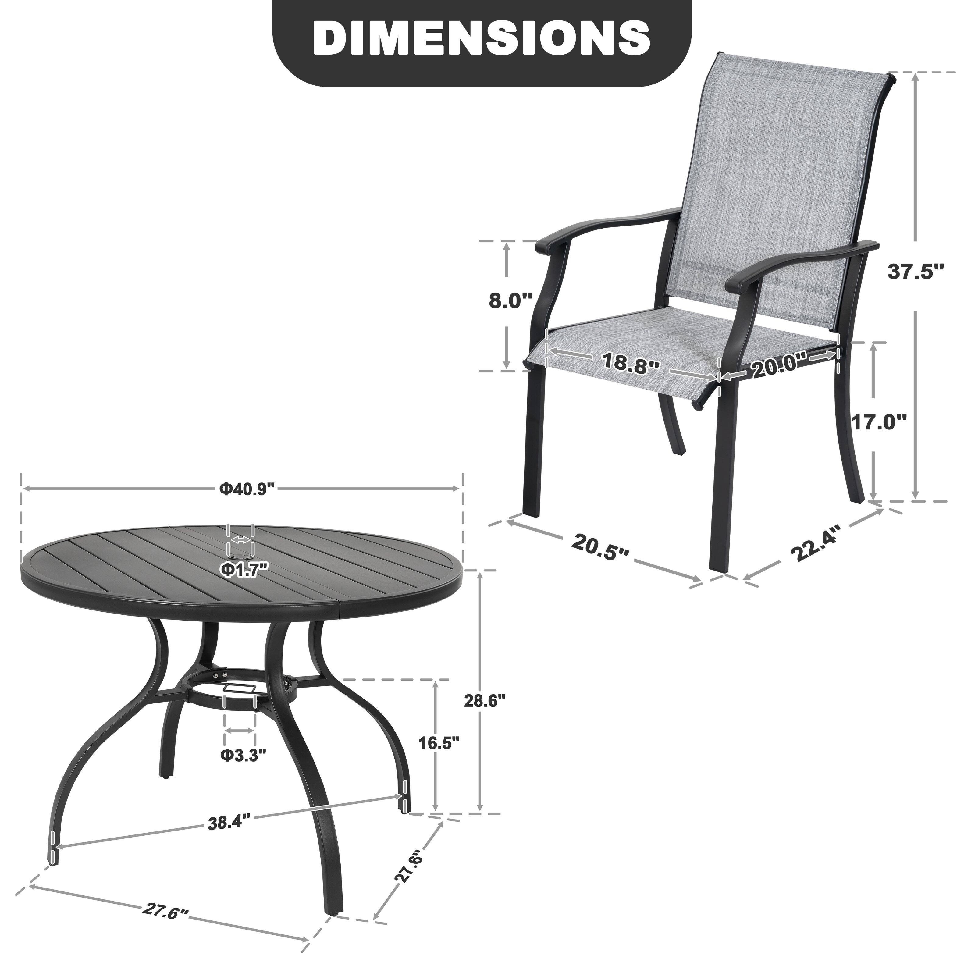 DIMENSIONS

- 8.0"
- 37.5"
- 18.8"
- 20.0"
- 17.0"
- 40.9"
- 1.7"
- 20.5"
- 22.4"
- 28.6"
- 3.3"
- 16.5"
- 38.4"
- 27.6"
- 27.6"
- 8"