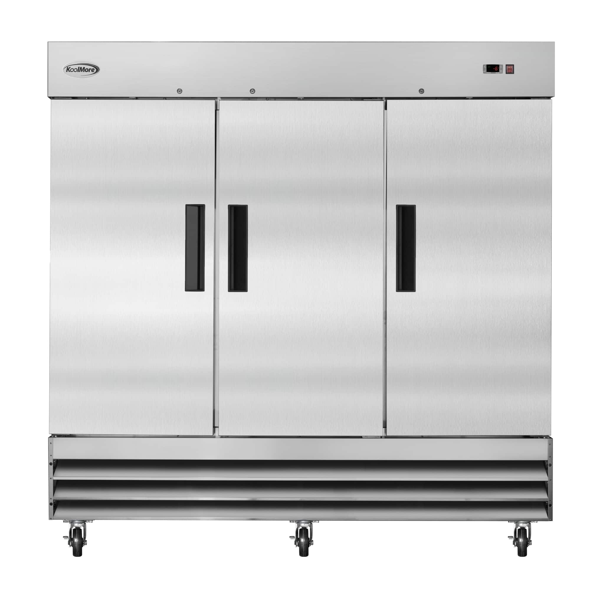Front. Koolmore - 82 in. Commercial Stainless Steel Three-Door Reach-In Freezer 72 cu ft. RIF-3D-SS - Stainless steel.