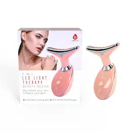 Pursonic - 7-in-1 LED Light Therapy Beauty Device - Red Light Therapy Face & Neck Sculpting Wand - Pink