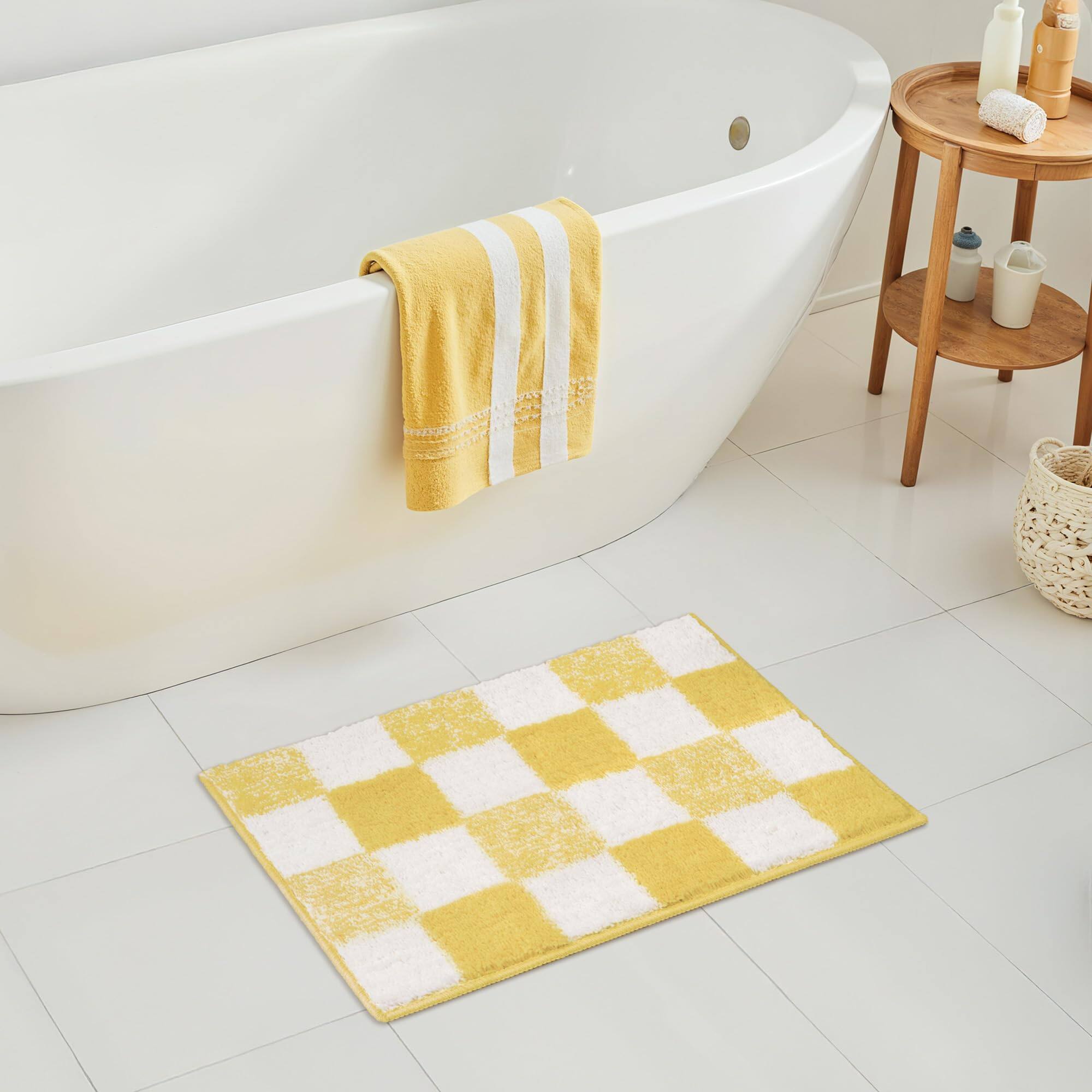 Alt View 9. Paradigms Interiors - Checkered Bathroom Rugs 24 X 16 Non-slip Bath Mats For Plush Shag Absorbent Microfiber Ultra Soft Mat Cute Washable Rug - Grey-1'8" x 2'8" (Rectangular).