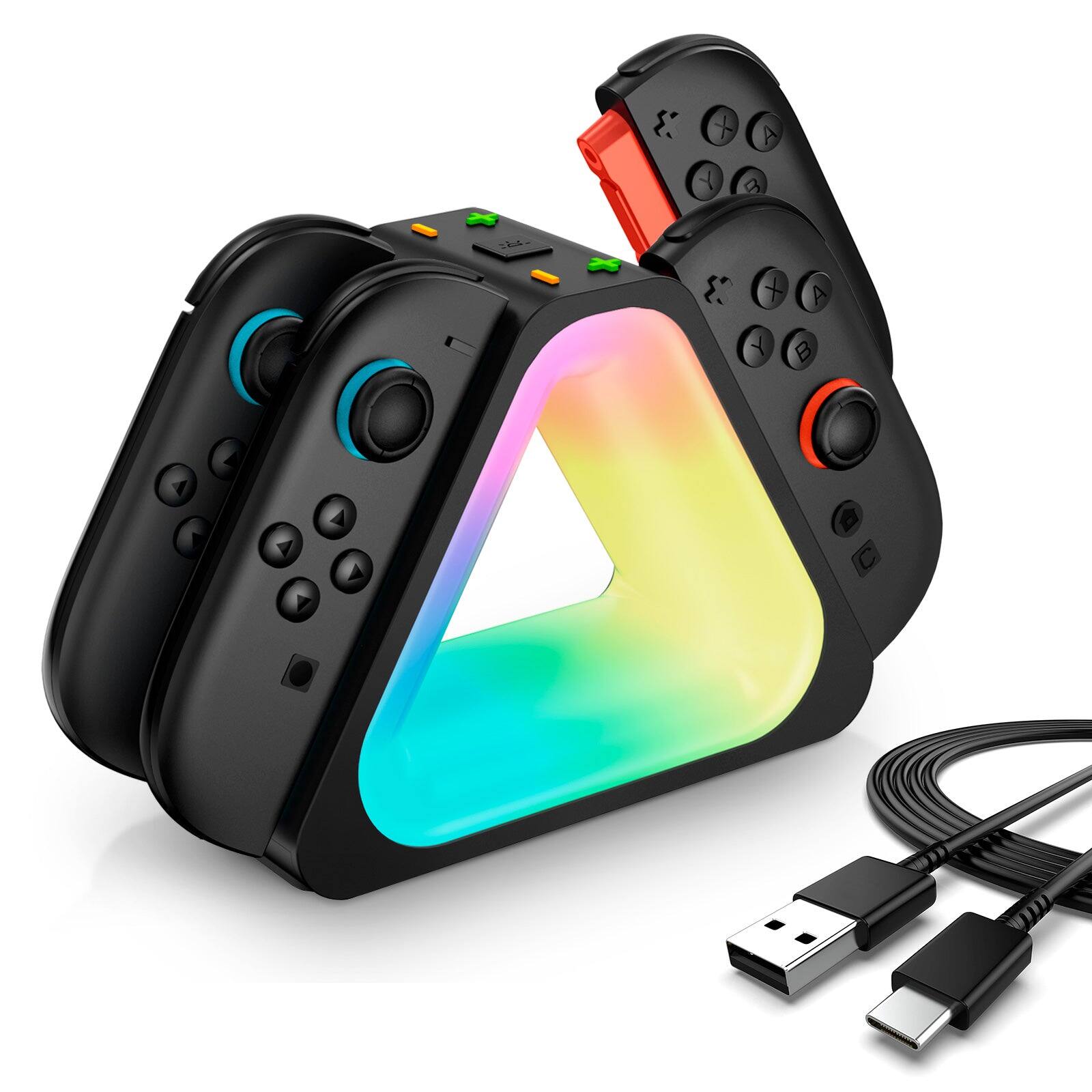 Angle. i-Blason - Joy-Con Charging Station for Nintendo Switch 2 – Charges 4 Controllers, LED Indicator, Type-C - Black.