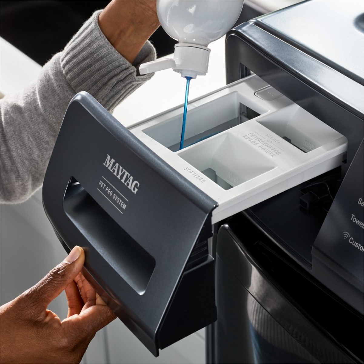 MAYTAG
PET PRO SYSTEM
SOFTENER
DETERGENT
EXTER
DETERGENT POWDER
Towel
Custom