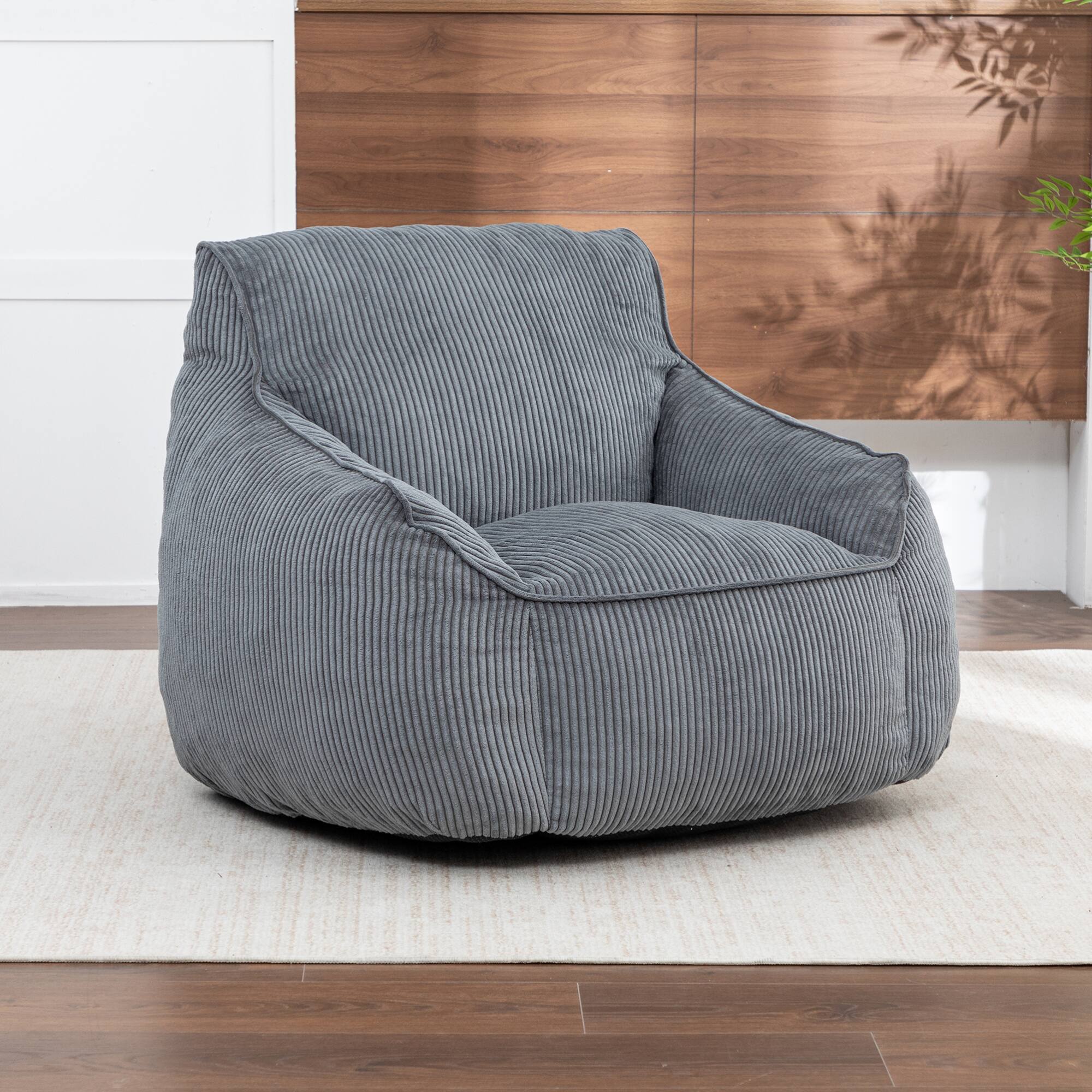 Alt View 6. GOODSILO - Large Corduroy Bean Bag Sofa Chair with Armrests and Included Filler for Living Room and Bedroom - Dark Gray.