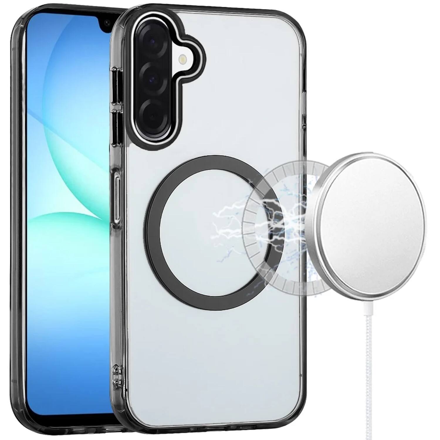 Alt View 6. Equipd - Case for Galaxy A17 5G (6.7"), MagSafe Compatible, Acrylic Back w/ TPU Frame, Transparent Slim Magnetic Protective Cover - Black.