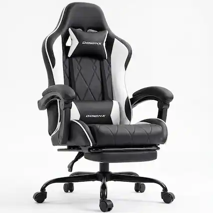 Front. Dowinx - Comfortable spring office chair, simple and minimalist design, available in multiple colors, ergonomically designed - Black and White.