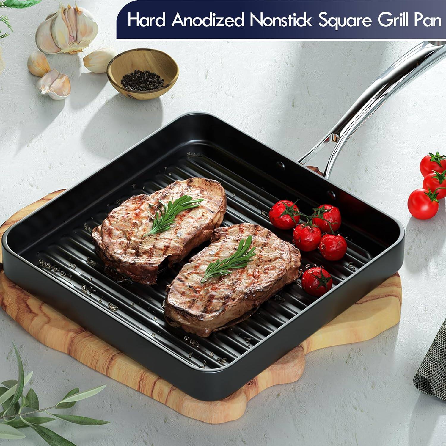 Hard Anodized Nonstick Square Grill Pan