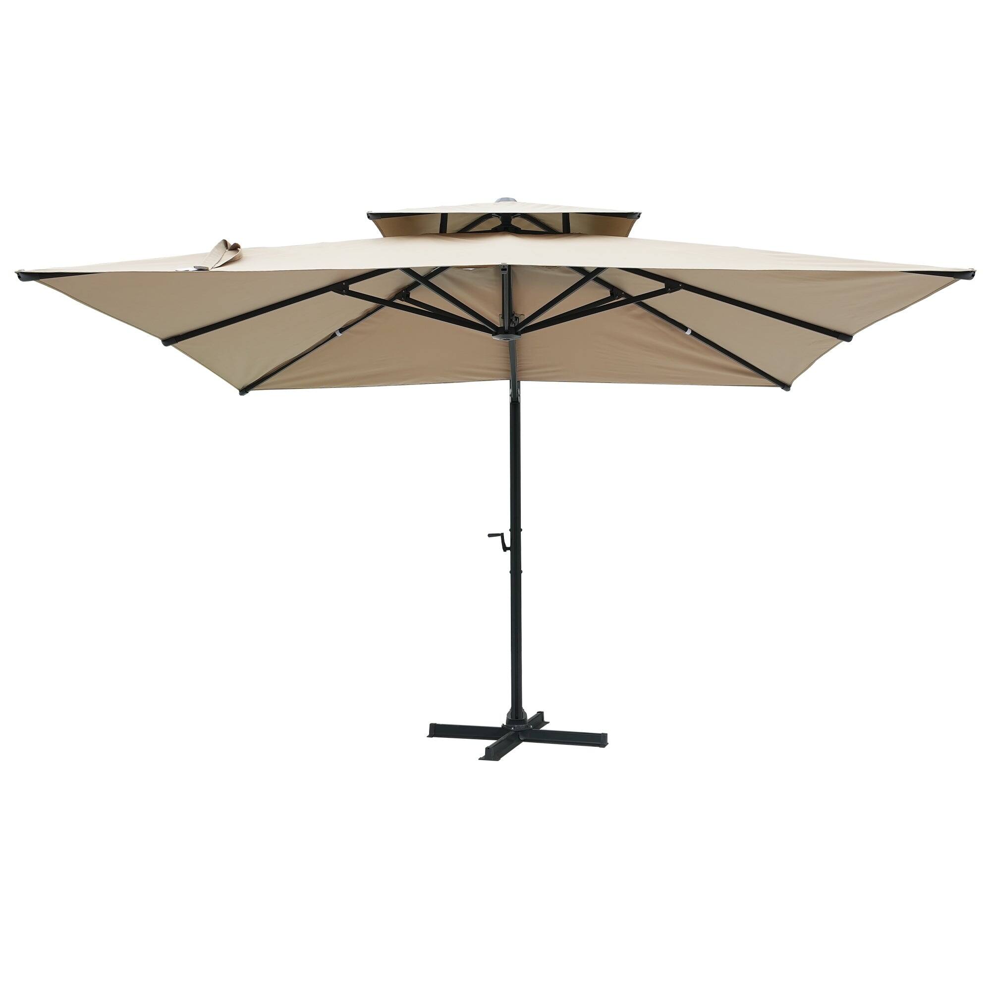 Angle. Mondawe - 10x10ft Cantilever Patio Umbrella with 360° Rotation, DIY Drape Hook - Taupe.