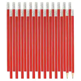 Unique Bargains - Round Wooden Pencils Bulk, 24pcs HB Graphite Pencils w/ Eraser for Office, Eng, Writing, Art, Drawing - Red