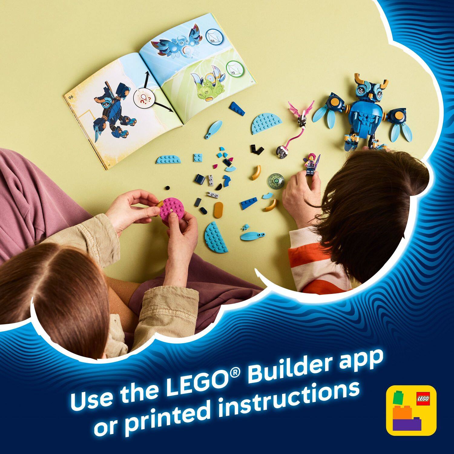 Use the LEGO® Builder app or printed instructions