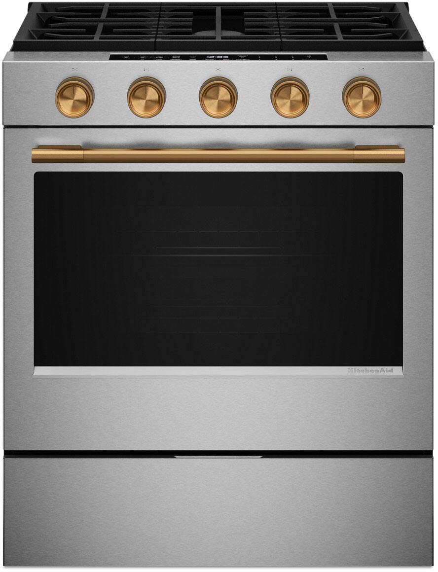 Alt View 10. KitchenAid - 5.0 Cu. Ft. Slide-In Gas True Convection Range with Self Clean, Steam Clean, and 2-in-1 Burner - Fingerprint Resistant Stainless Steel.
