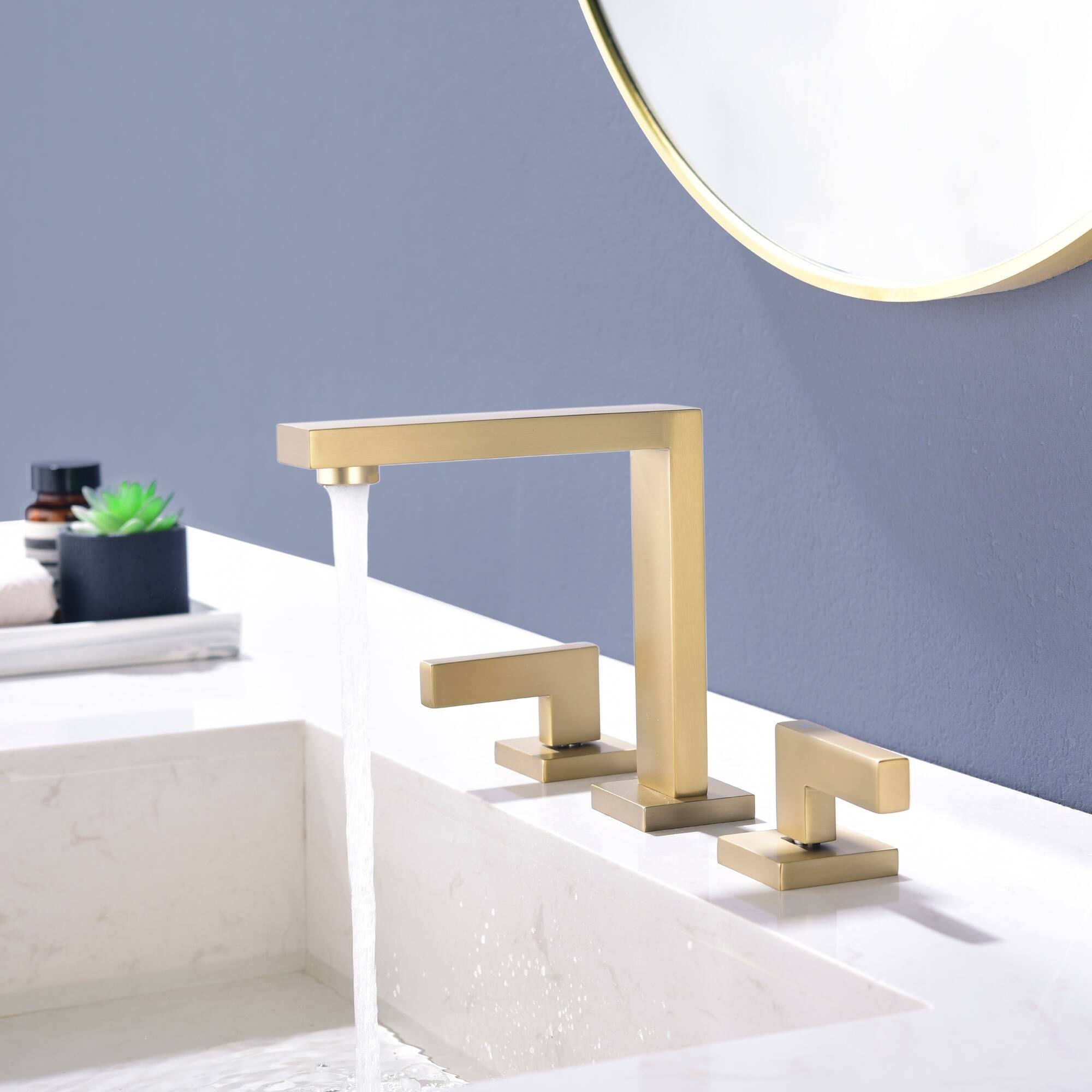 Alt View 1. Boyel Living - Brushed Gold Widespread Bathroom Faucet Dual Handle 1.2GPM - Brushed Gold.
