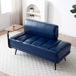 GOODSILO - Modern Upholstered Bench with Swivel Tray and Side Table for Bedroom and Living Room - Blue