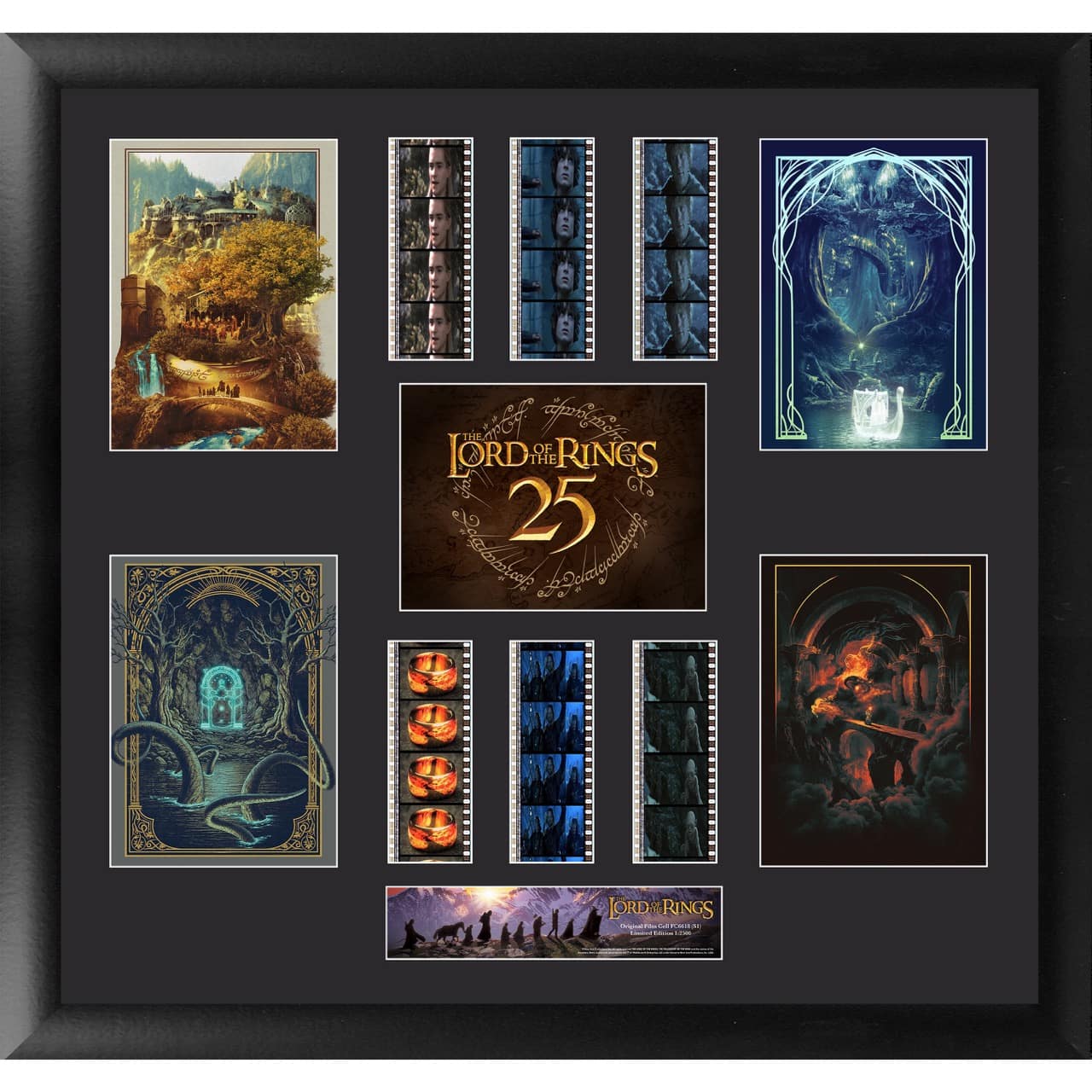 Trend Setters - The Lord of the Rings: FOTR 25th Anniversary (Middle-Earth) FilmCells™ Presentation Montage Framed Art USFC6618 - Multicolor