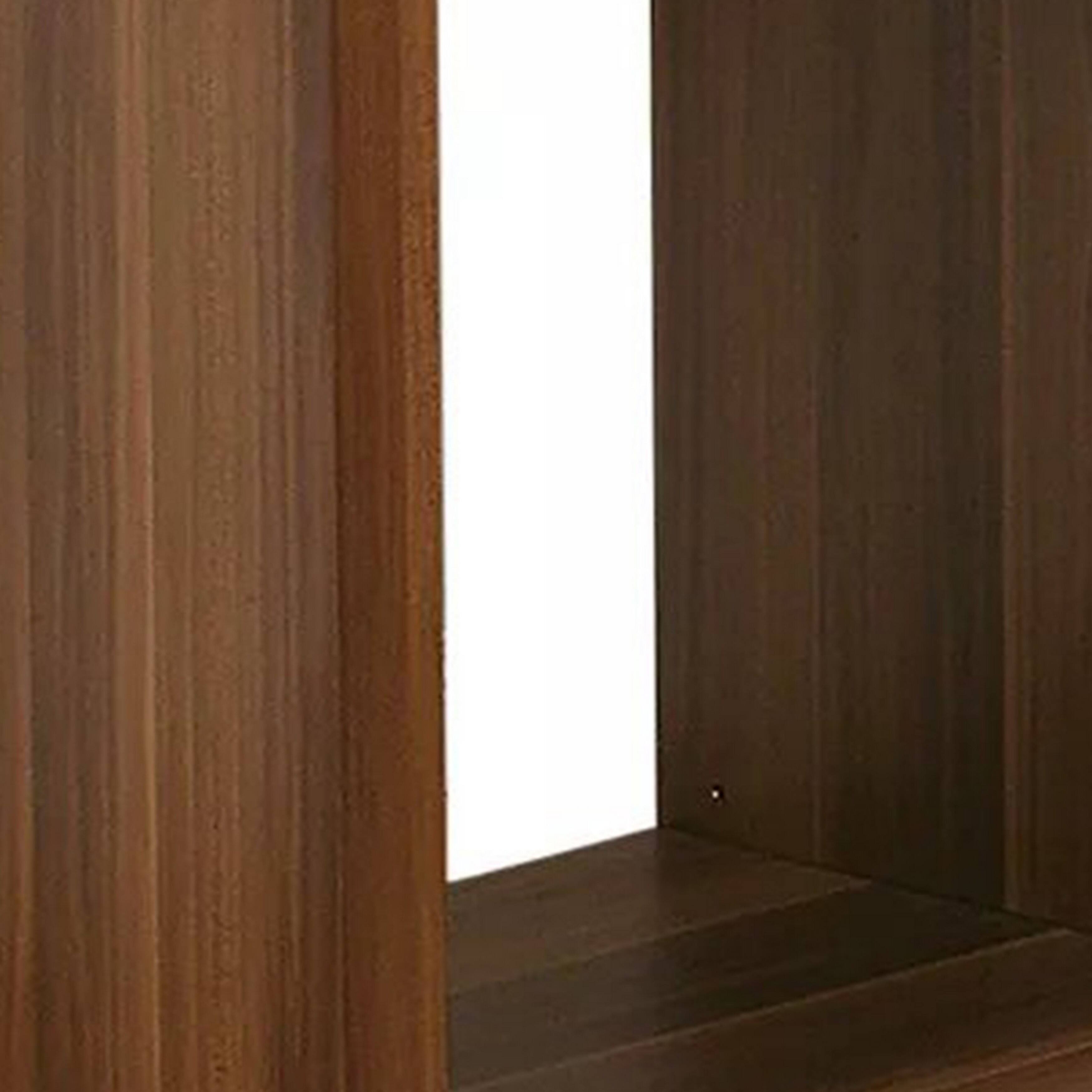 Alt View 1. Manhattan Lane - Bere 24 Inch Side End Table, Black Glass Top, Open Bottom Shelf, Brown Wood - Brown, Black.