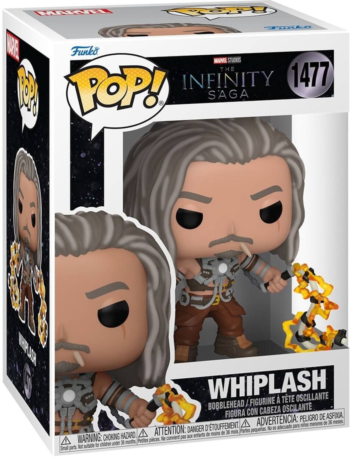 Funko, Marvel Studios, The Infinity Saga, 1477, Pop!, Whiplash, Bobblehead, Figurine con cabeza oscilante, Peligro de asfixia, Danger d'étouffement, Advertencia: para niños menores de 36 meses, No es adecuado para niños menores de 36 meses, Partes pequeñas. Not suitable for children under 36 months, Choking hazard, Petites pièces, Warning: choking hazard, Parts pequenias. Not suitable for children under 36 months