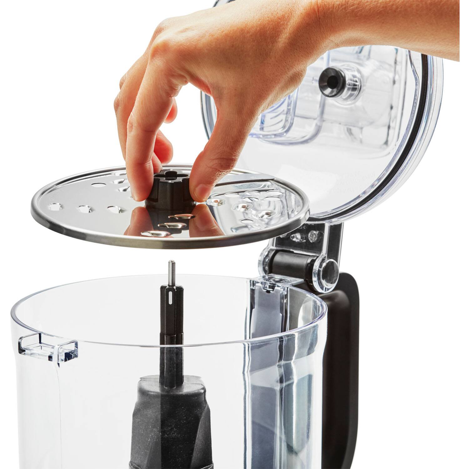 Left. KitchenAid - Easy Store 7-Cup Food Processor in Contour Silver - Silver.