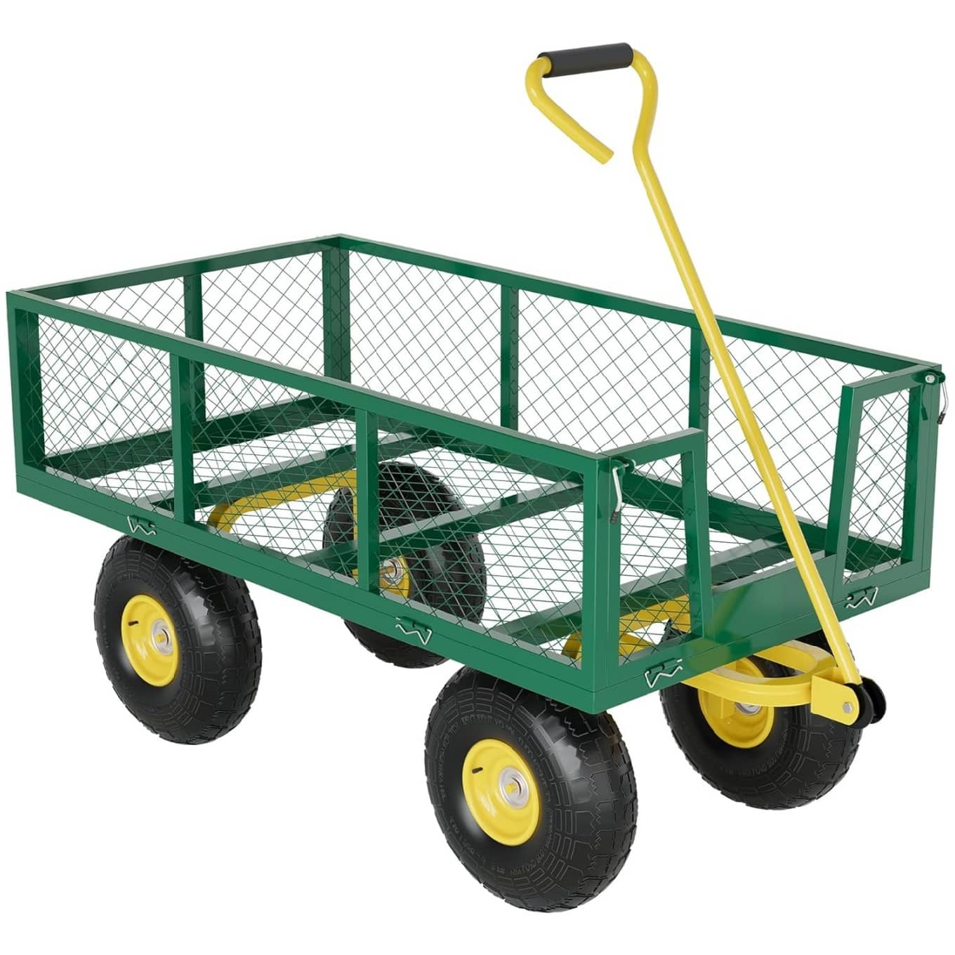 GARVEE - 900Lbs Yard Wagon, Garden Cart with 10" Multi-Terrain Tires - Green and Yellow