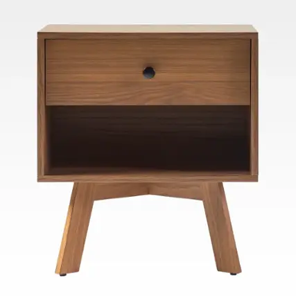 Walker Edison - Mid-Century Modern 1-Drawer Angle-Leg Nightstand - Mocha