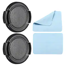 Front. Unique Bargains - 2pcs 37mm Sides Pinch Lens Cap with Cloth for Nikon/Fujifilm/Pentax/Leica - Black.