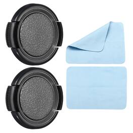 Unique Bargains - 2pcs 37mm Sides Pinch Lens Cap with Cloth for Nikon/Fujifilm/Pentax/Leica - Black