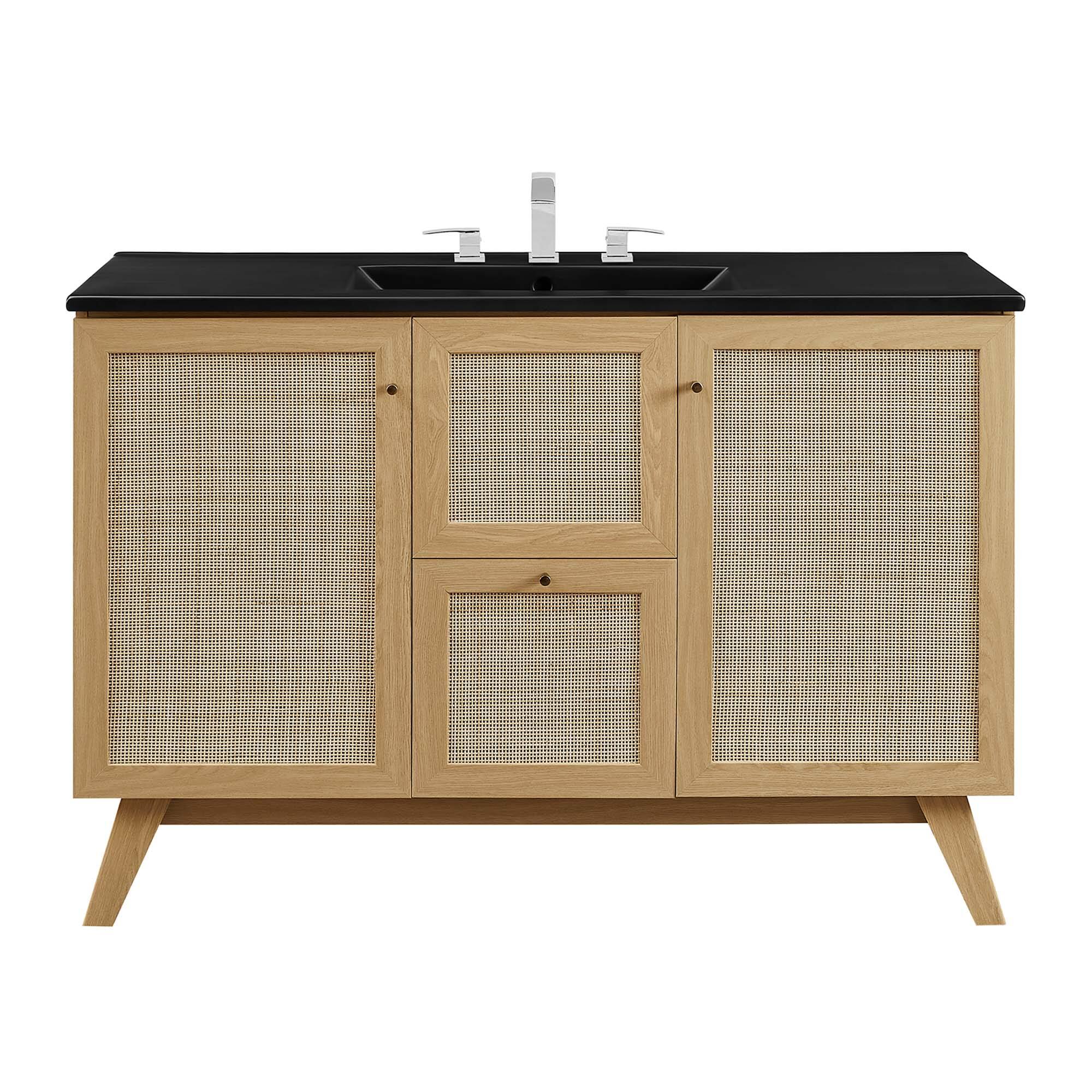 Alt View 8. Modway - Soma Bathroom Vanity with Black Basin Included by Modway - Oak Black.