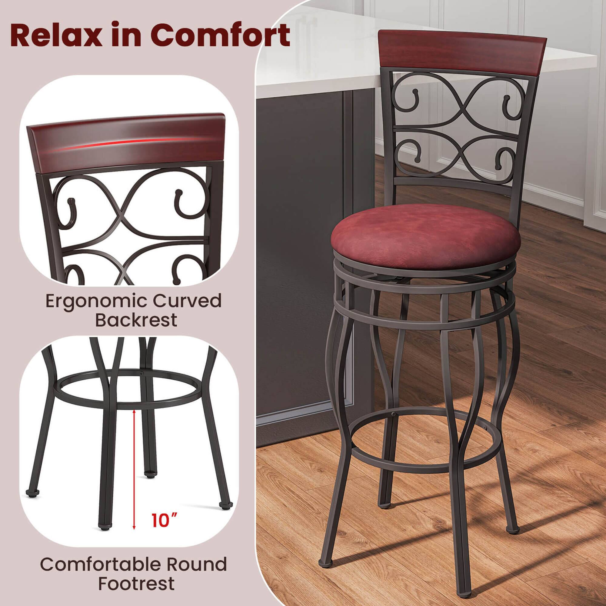 Relax in Comfort

Ergonomic Curved Backrest

10" Comfortable Round Footrest