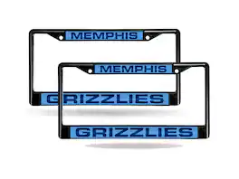 Rico Industries - Memphis Grizzlies Black Metal Laser License Plate Frame - Set of 2 Frames - Multi