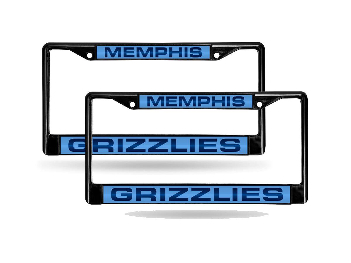 Memphis Grizzlies Black Metal Laser License Plate Frame - Set of 2 Frames