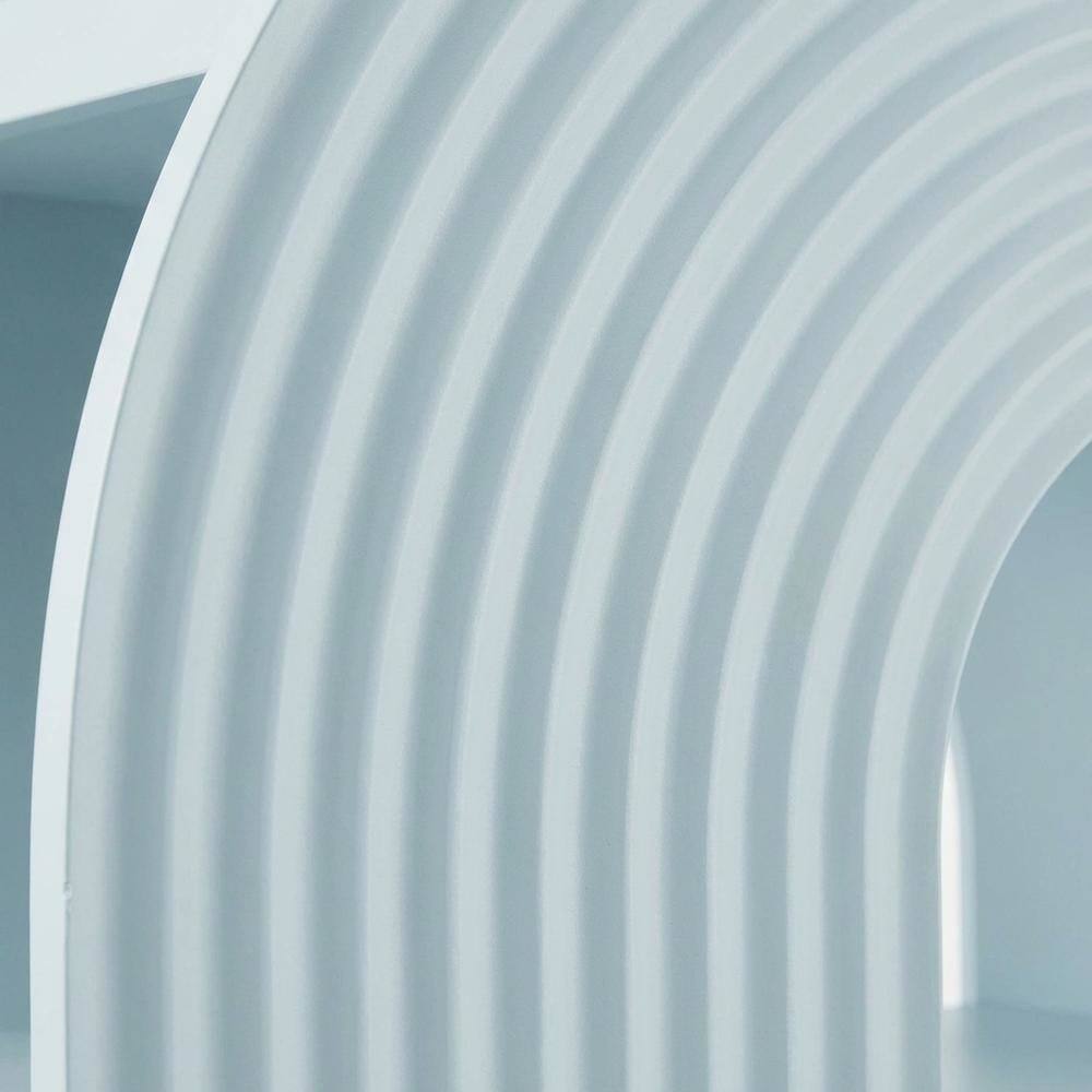 Alt View 1. FurniFact - Blue arched bookshelf with spacious shelves and nylon textile finish - Blue.