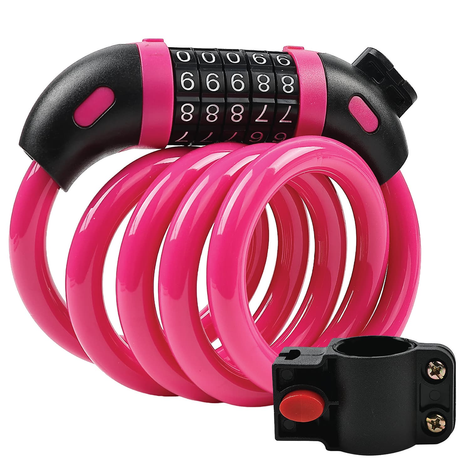 Fosmon - Bike Lock Cable, 4ft Bike Locks Heavy Duty Anti Theft 5-Digit Combination Lock, Bicycle Lock Cable with Mounting Bracket - Pink price history on PriceWatchPro
