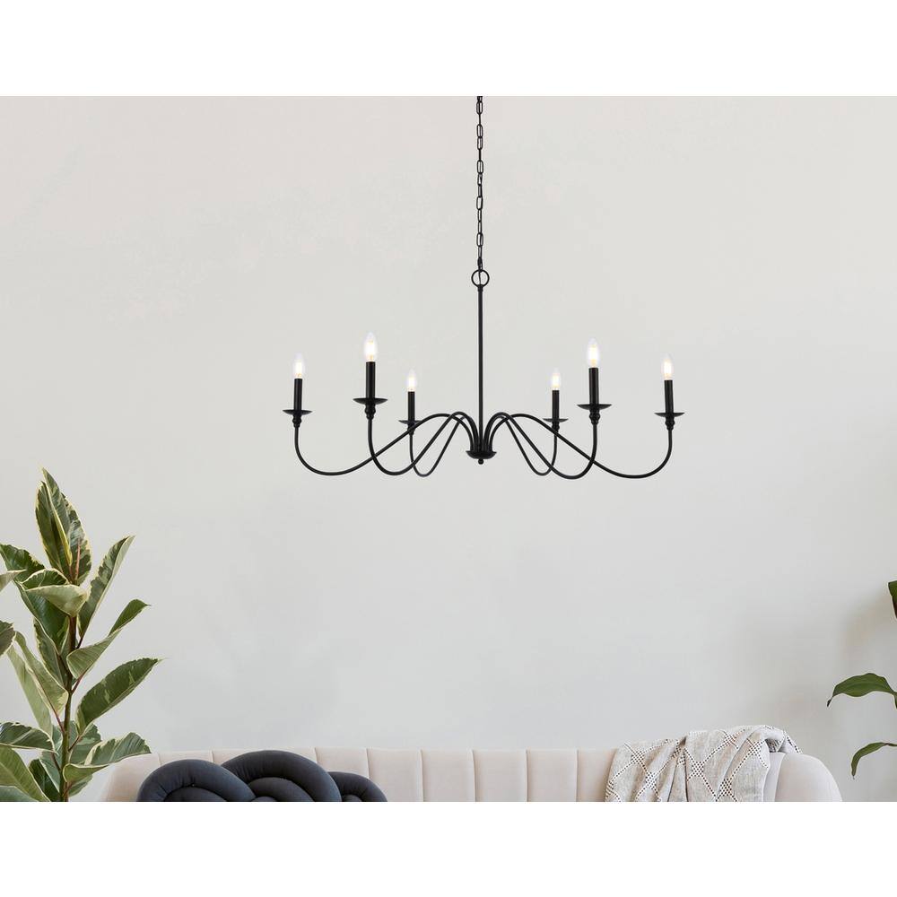 Angle. Living District - Rohan 42 inch chandelier in matte black - Matte Black.