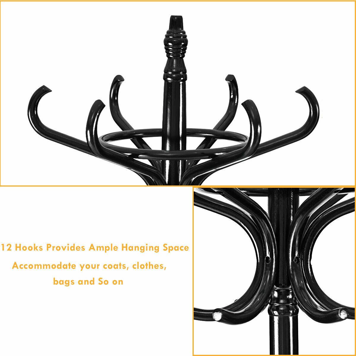12 Hooks Provides Ample Hanging Space  
Accommodate your coats, clothes, bags and So on