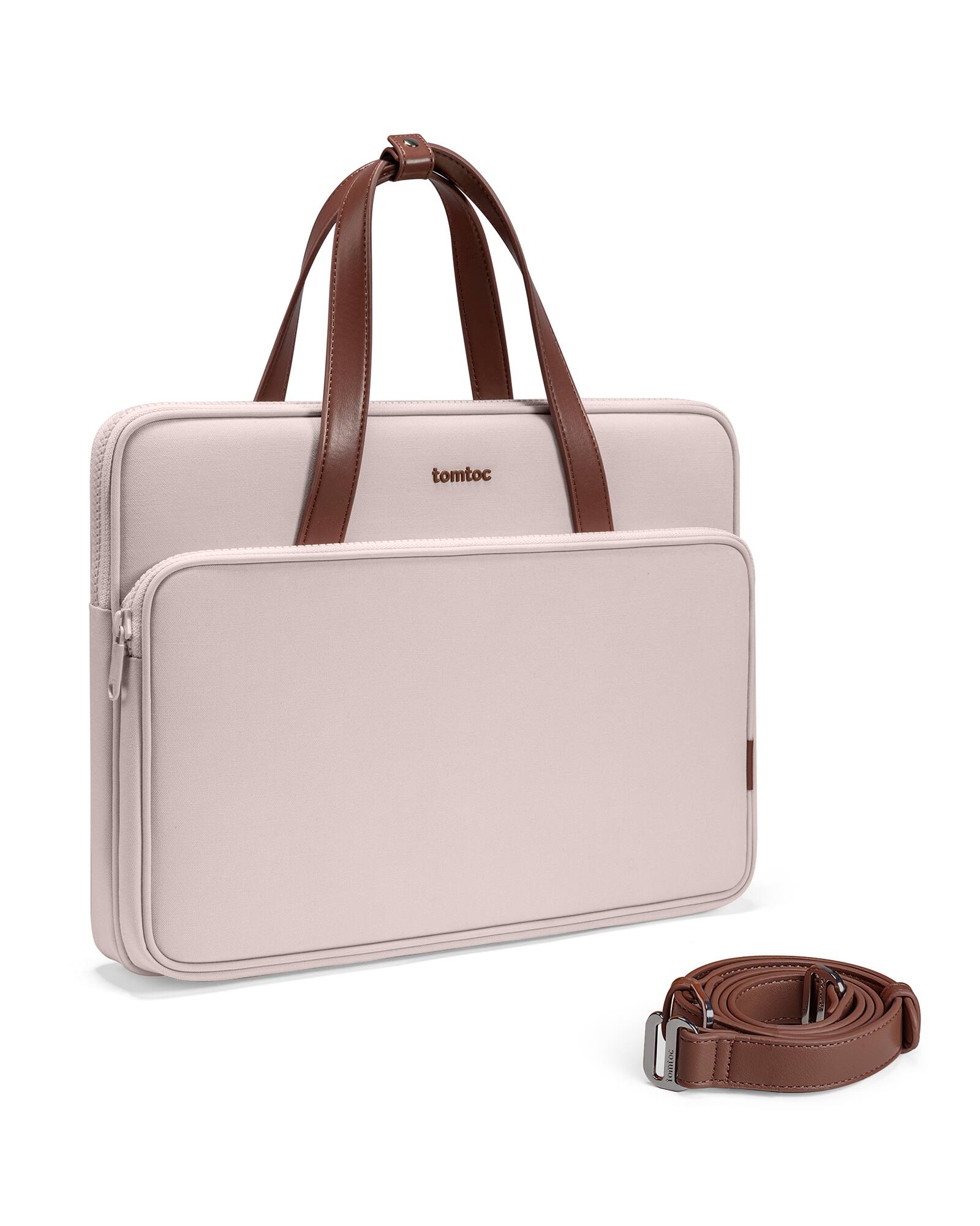 Alt View 1. tomtoc - Versatile-A12 Laptop Shoulder Case Bag for 14 inch MacBook Pro, 13" MacBook Air & Pro, Microsoft Surface Laptop - Blush Pink.
