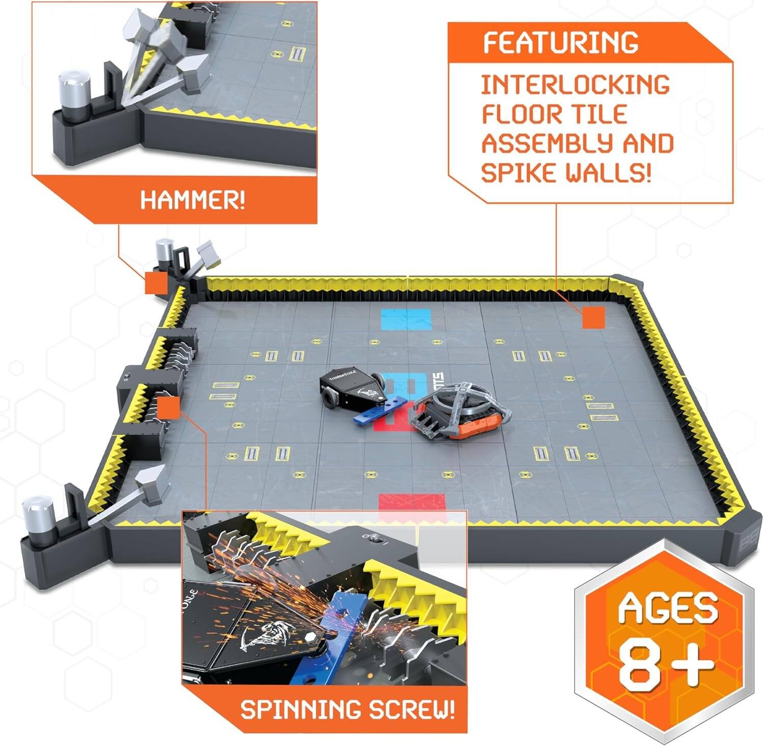 HAMMER! II FEATURING INTERLOCKING FLOOR TILE ASSEMBLY AND SPIKE WALLS!  
1 II - O TS 11 11 Il ONAE SPINNING SCREW!  
AGES 8+