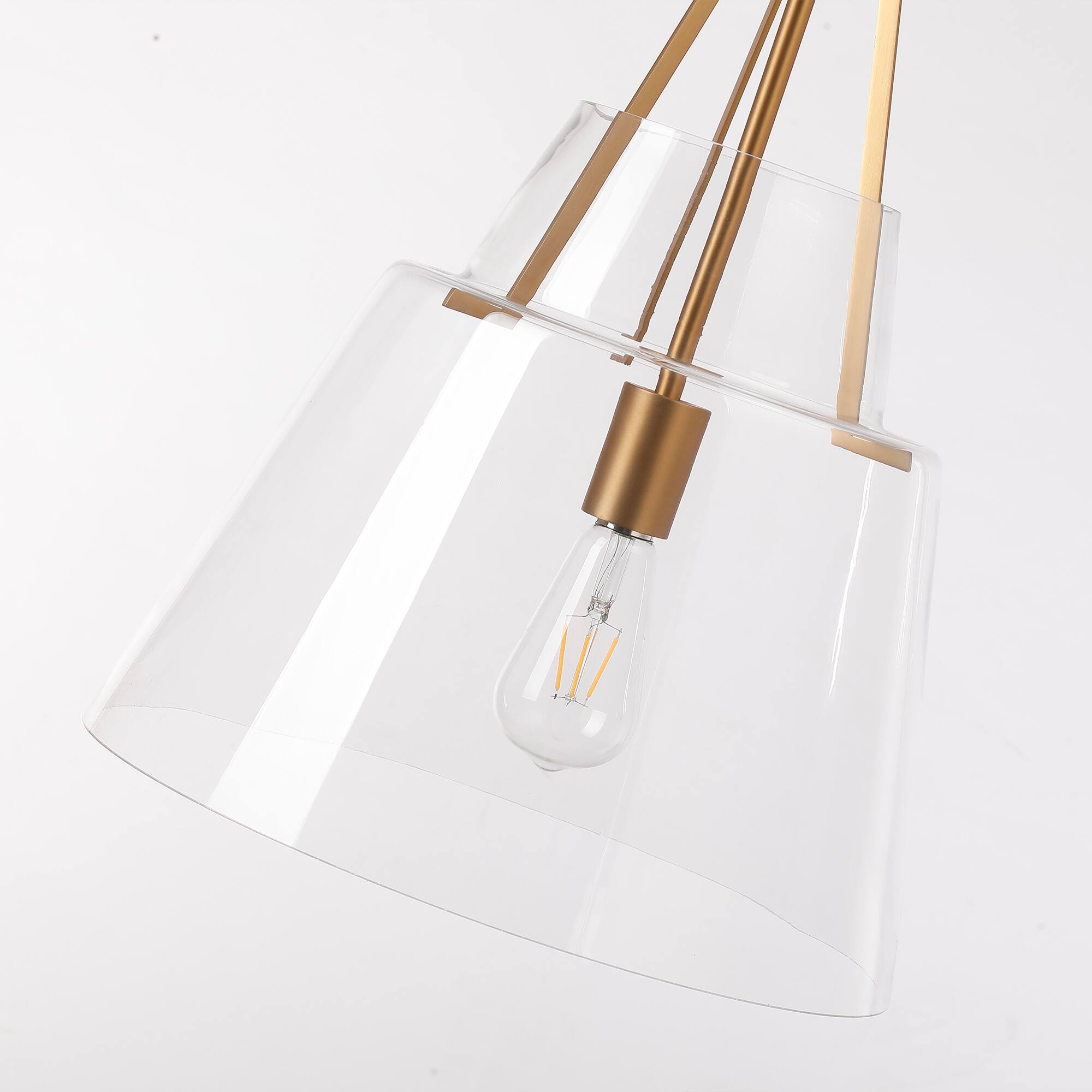 Alt View 9. Parrot Uncle - Modern Brass Cone Clear Glass Shade Pendant Light.