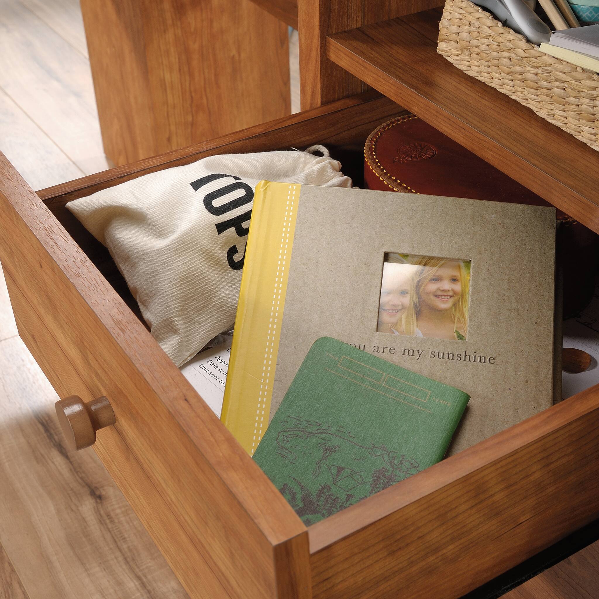 Left. Sauder - Union Plain Shaker Style - L-Desk- Prairie Cherry - Prairie Cherry.