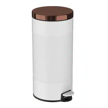 Front. Hivvago - Hands Free White/Gold Metal Step On Trash Can - 8 Gallons - White/Gold.