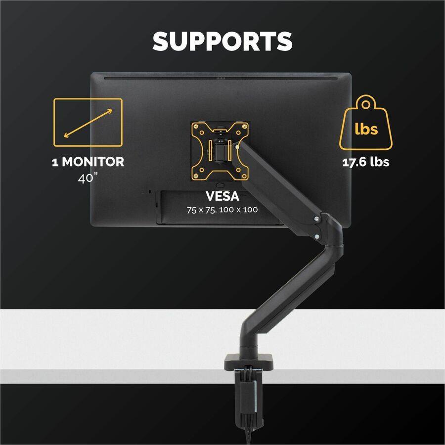 SUPPORTS

1 MONITOR 40"

VESA 75 x 75, 100 x 100

17.6 lbs