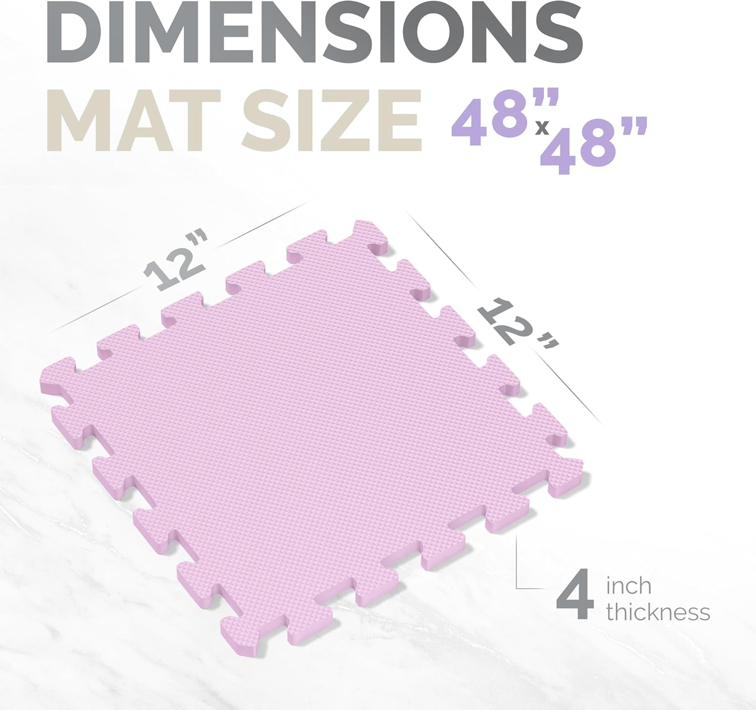 DIMENSIONS MAT SIZE 48"x48" 12" 12" 4 inch thickness