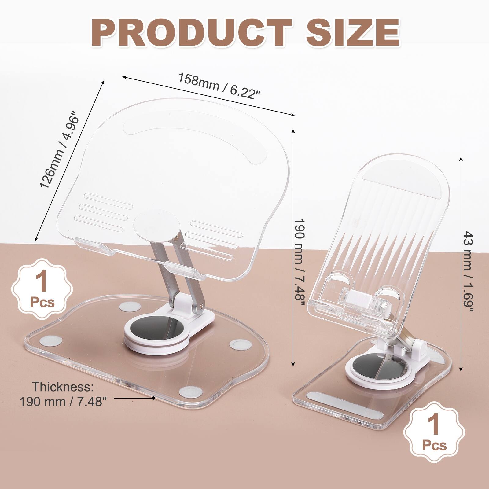 PRODUCT SIZE

- 158mm / 6.22"
- 126mm / 4.96"
- 190mm / 7.48"
- 43mm / 1.69"

Thickness: 190mm / 7.48"

1 Pcs