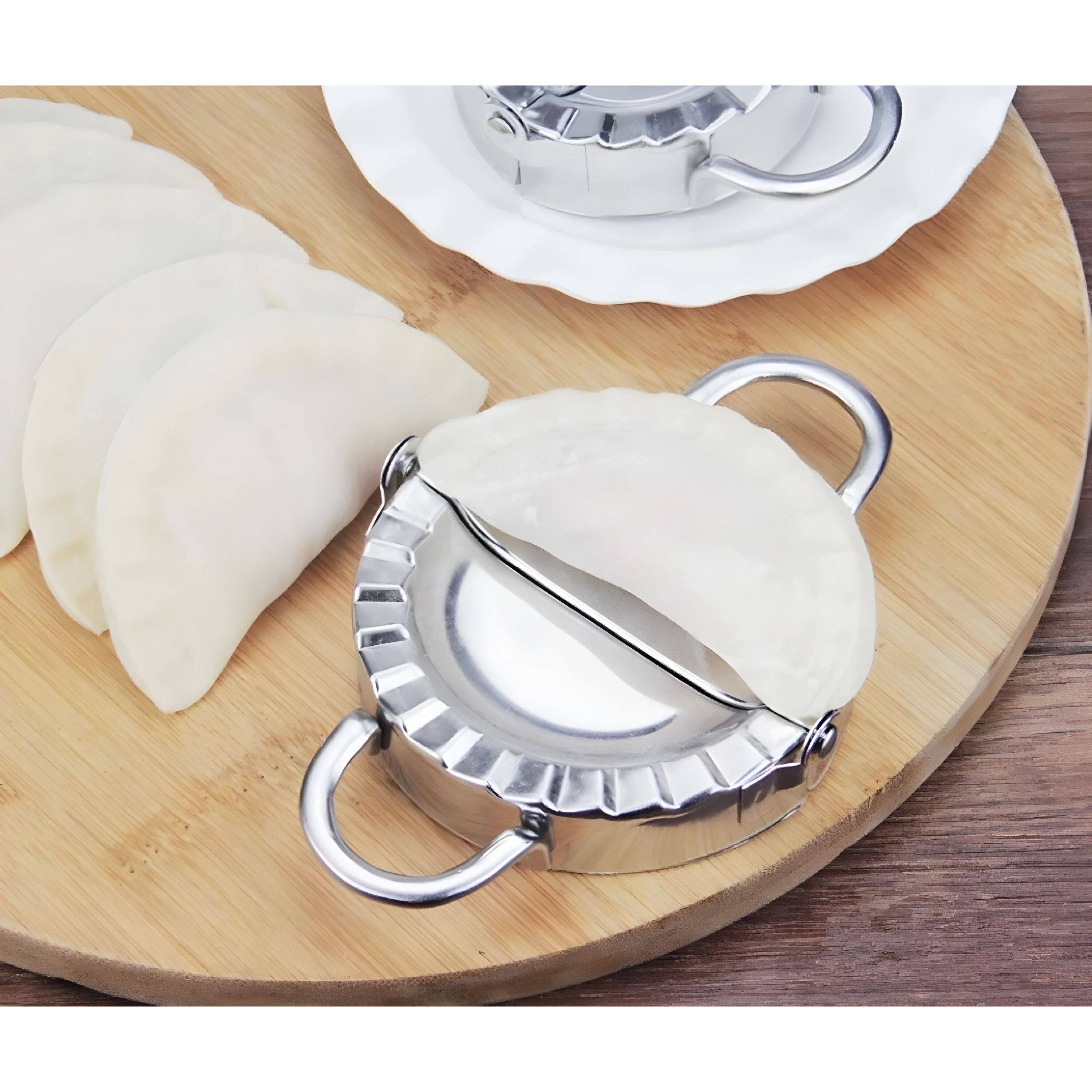 Left. Kitcheniva - Stainless Steel Medium Size Dumpling Maker Press Mold Tool - Silver.