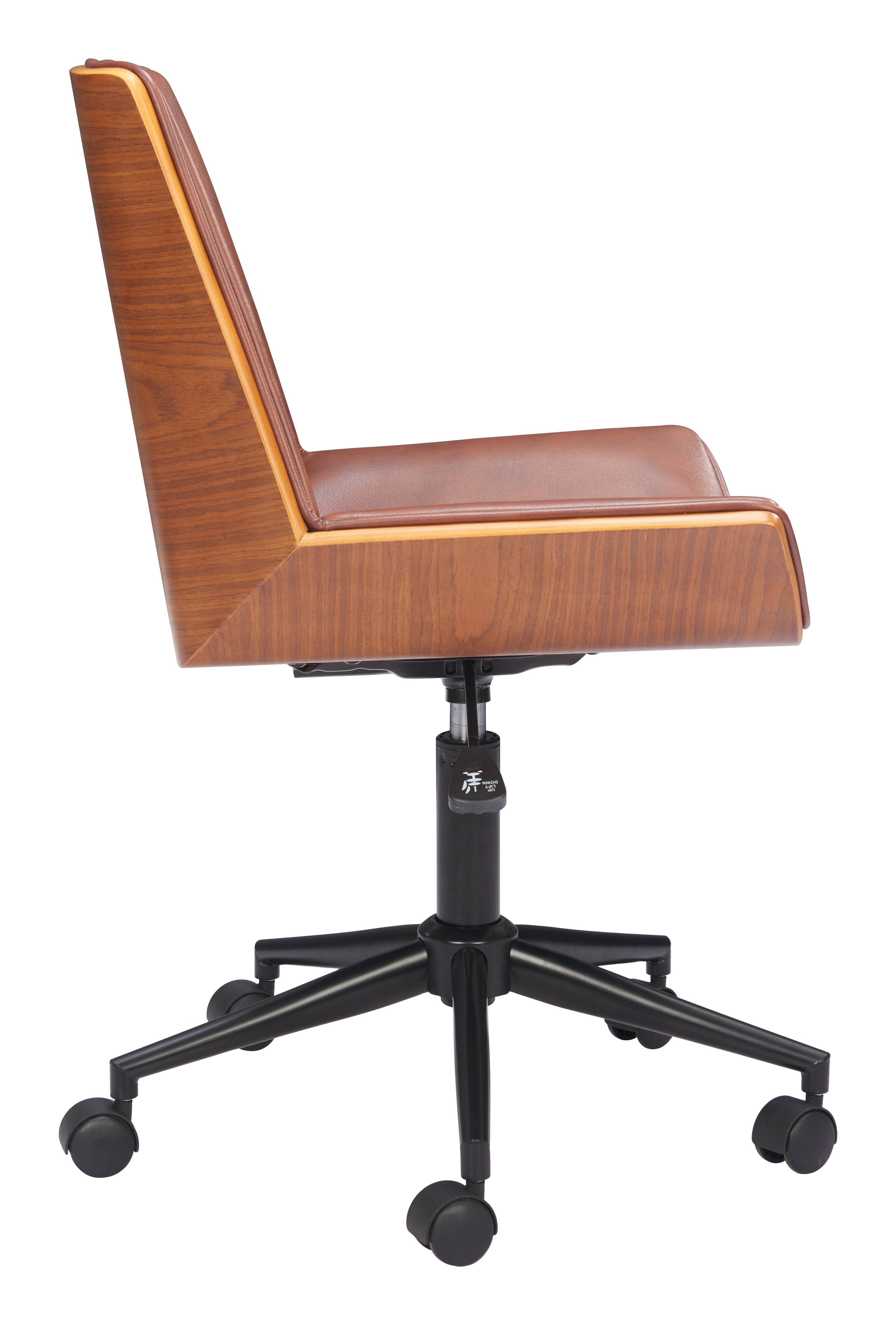 Back. Hivvago - Maker Office Chair Brown - Brown.