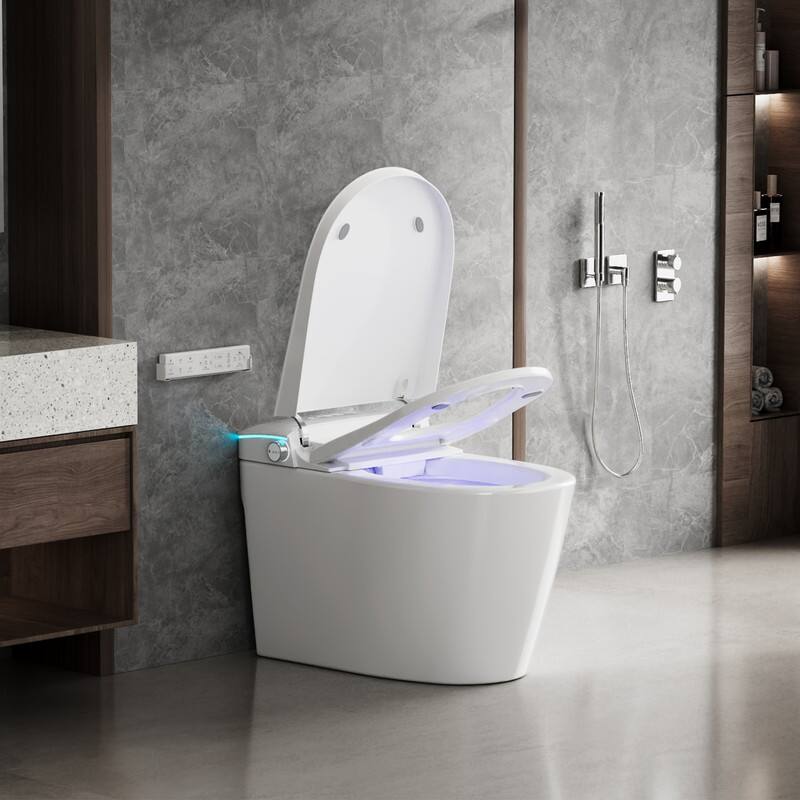 Angle. Vipbear - Vipbear Smart Toilet with Bidet Built in, Night Light, One Piece Toilets With water tank, Dryer, Auto Lid&Seat - White.